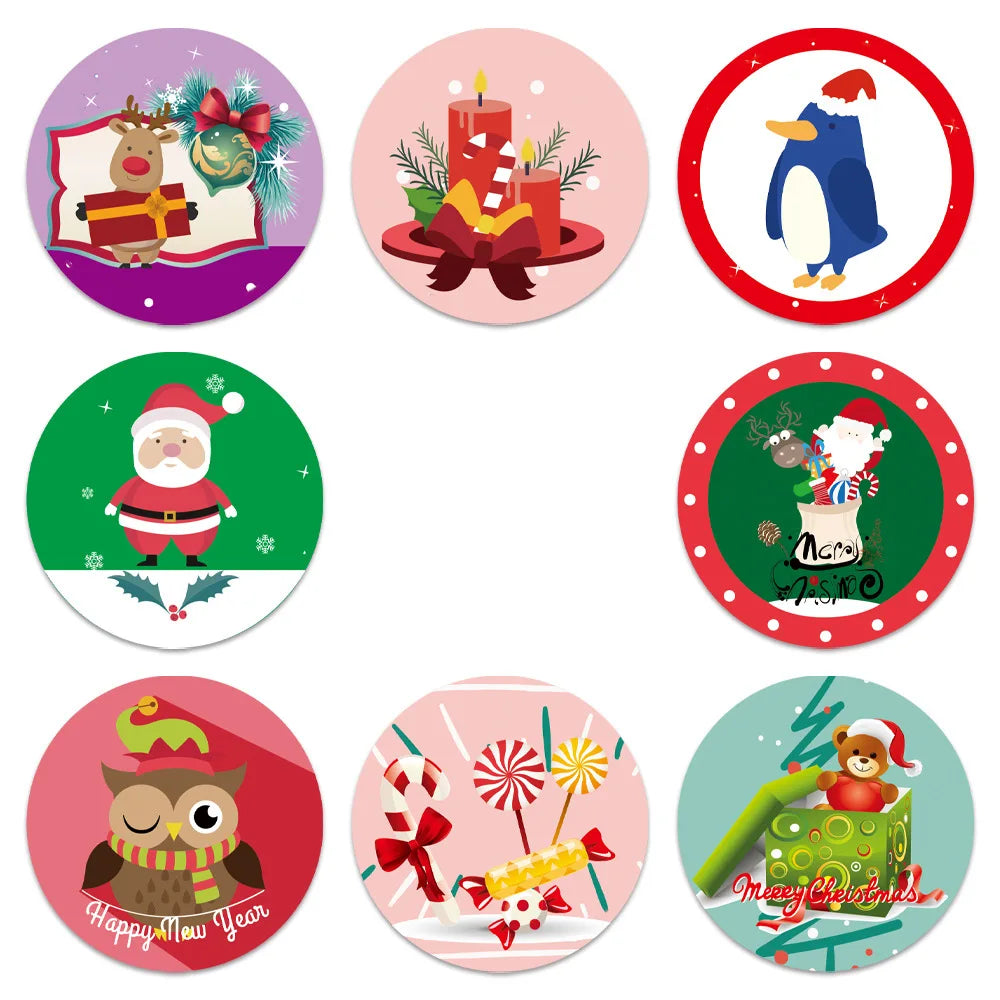 100-500Pcs New Merry Christmas Stickers Gift Packaging Seal Labels for New year decor, Greeting cards, Candy bags Stickers (ONLINE ORDER ONLY)
