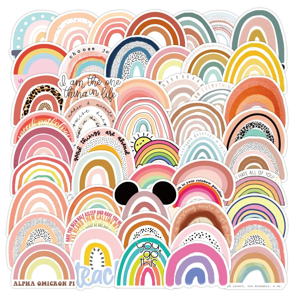 Rainbow Bridge Cartoon Stickers Set - Motorcycle, Phone, Guitar, Laptop, Luggage, Kids (ONLINE ORDER ONLY)