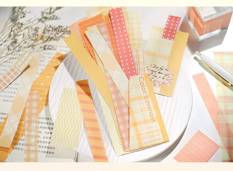 45Pcs/lot Retro Lattice wave point long stickers Scrapbooking Decorative Sticker DIY Diary Album Stick Label Kawaii Stationery (ONLINE ORDER ONLY)