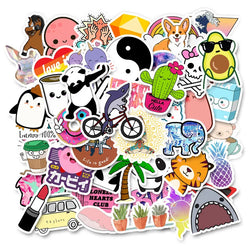 50/100 PCS Cartoon Simple VSCO Girls Kawaii Stickers For Chidren Toy Waterproof Sticker to DIY Laptop Bicycle Helmet Car Decals (Online Order Only)