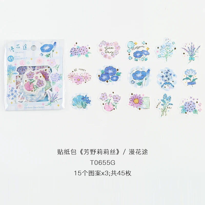 45pcs/lot Garden Story Series Stickers Scrapbooking Decorative Sticker DIY Diary Album Stick Label School Stationery Gift (ONLINE ORDER ONLY)