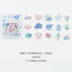 45pcs/lot Garden Story Series Stickers Scrapbooking Decorative Sticker DIY Diary Album Stick Label School Stationery Gift (ONLINE ORDER ONLY)