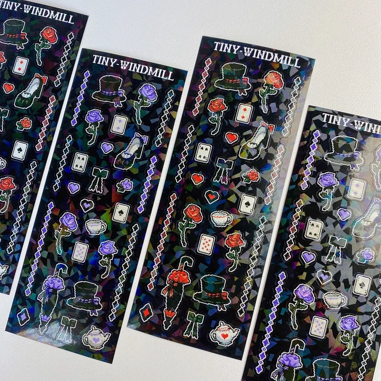 Ins Retro Rose Laser Sticker Scrapbooking Decorative Sticker DIY Diary Album Stick Label Korean Kawaii Stationery (ONLINE ORDER ONLY)