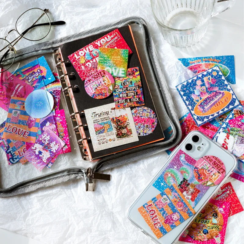 45Pcs/lot Neon Light Garden Series Laser Stickers Girl Scrapbooking Stick Label Diary Album Sticker Personalized Stationery Gift (Online Order Only)