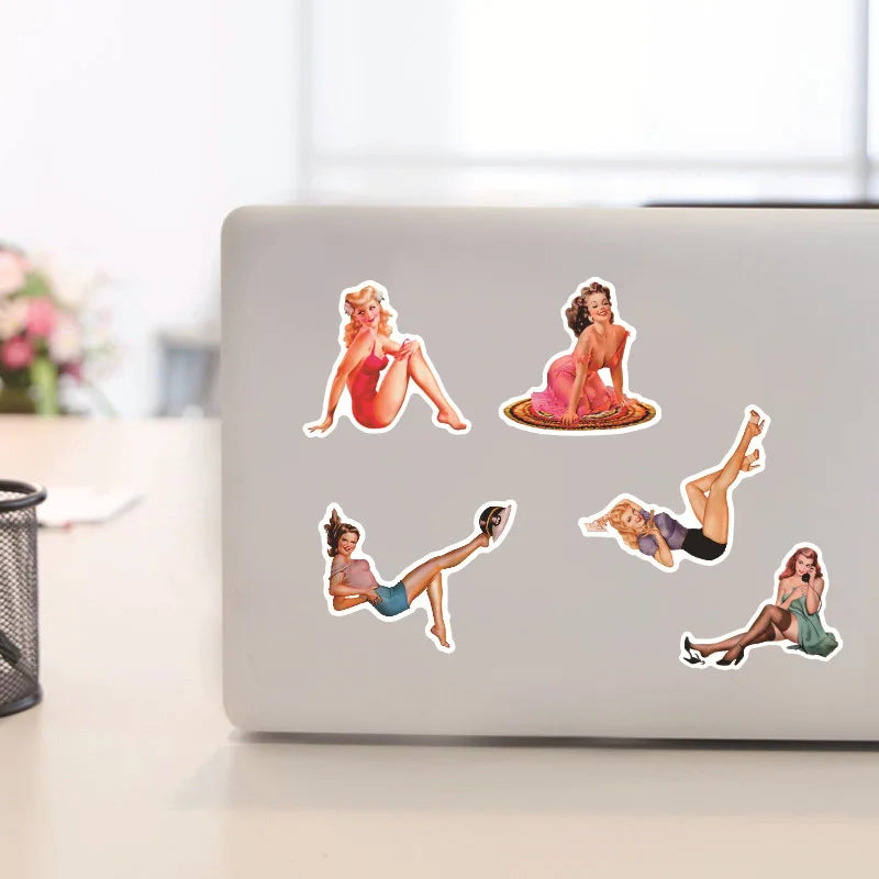 10/30/50pcs Retro Sexy  Pin Up Girl Stickers DIY Skateboard Car Bike Phone Notebook Laptop Luggage Waterproof Kids Sticker Toy (ONLINE ORDER ONLY)