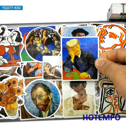 50Pieces Oil Painting Art Stickers Mixed Artist Retro Pattern for Phone Scrapbook Luggage Cup Skateboard Bike Car Laptop Sticker (ONLINE ORDER ONLY)