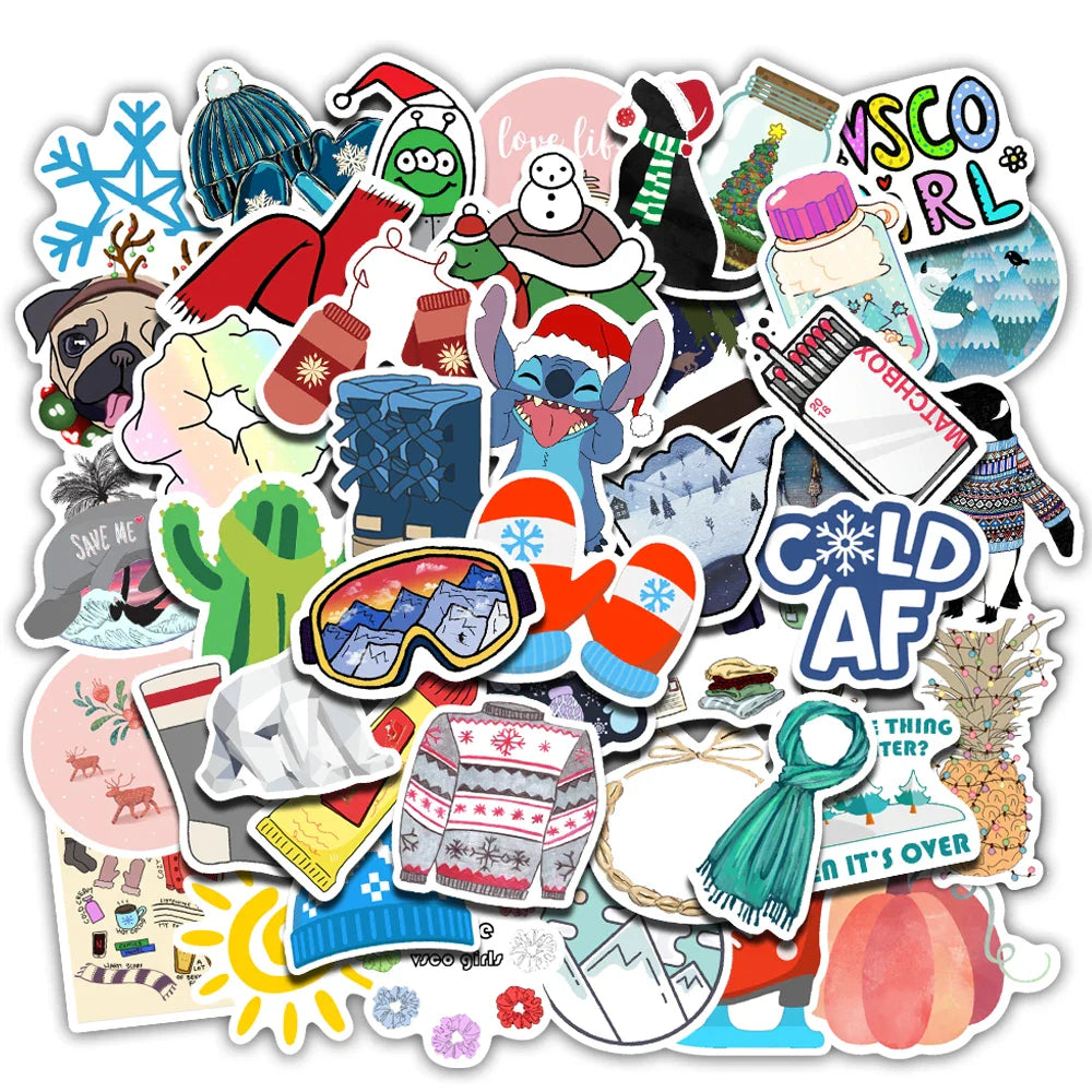 50 PCS/Pack VSCO Girl Stickers Waterproof Cool Stickers For Skateboard Laptop Suitcase Motorcycle Car Decal Toys For Children (Online Order Only)