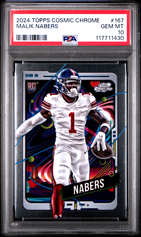 Graded 2024 Topps Cosmic Chrome Malik Nabers #167 Rookie RC Football Card PSA 10 Gem Mint (ONLINE ORDER ONLY)