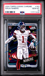 Graded 2024 Topps Cosmic Chrome Malik Nabers #167 Rookie RC Football Card PSA 10 Gem Mint (ONLINE ORDER ONLY)