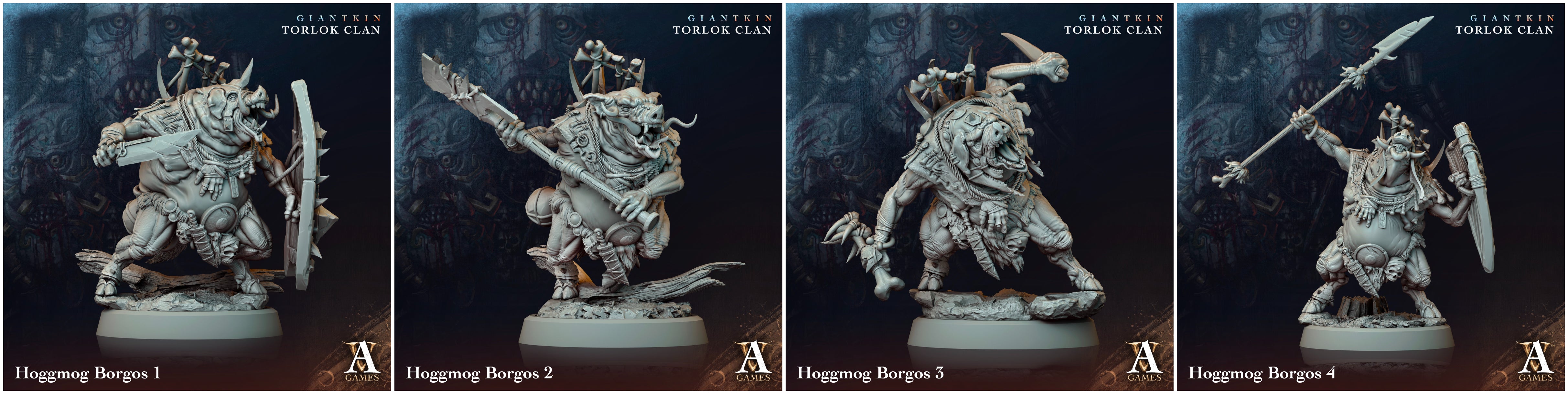 3D Printed Archvillain Games Giantkin - Torlok Clan Hoggmog Borgos 28 32mm D&D (Online Only)