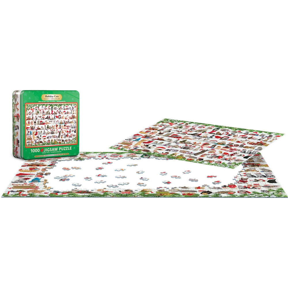 Holiday Cats 1000 Piece Jigsaw Puzzle in Tin Eurographics (ONLINE ORDER ONLY)