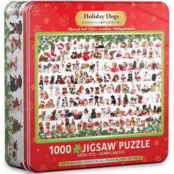 Holiday Dogs 1000 Piece Jigsaw Puzzle in Tin Eurographics (ONLINE ORDER ONLY)