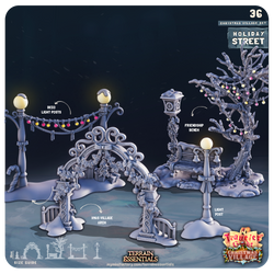 3D Printed Cast n Play Christmas Village Terrain Set 28mm 32mm D&D (Online Only)