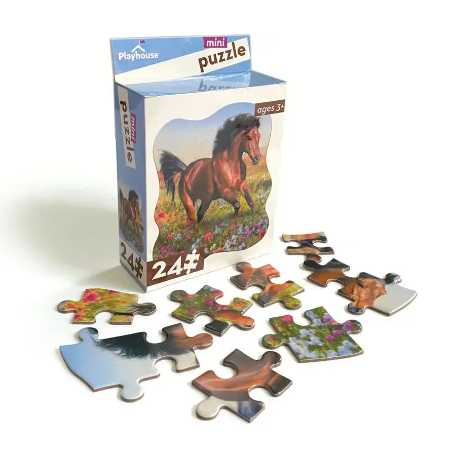 Horse in Meadow 24 Piece Mini Shaped Jigsaw Puzzle Paper House