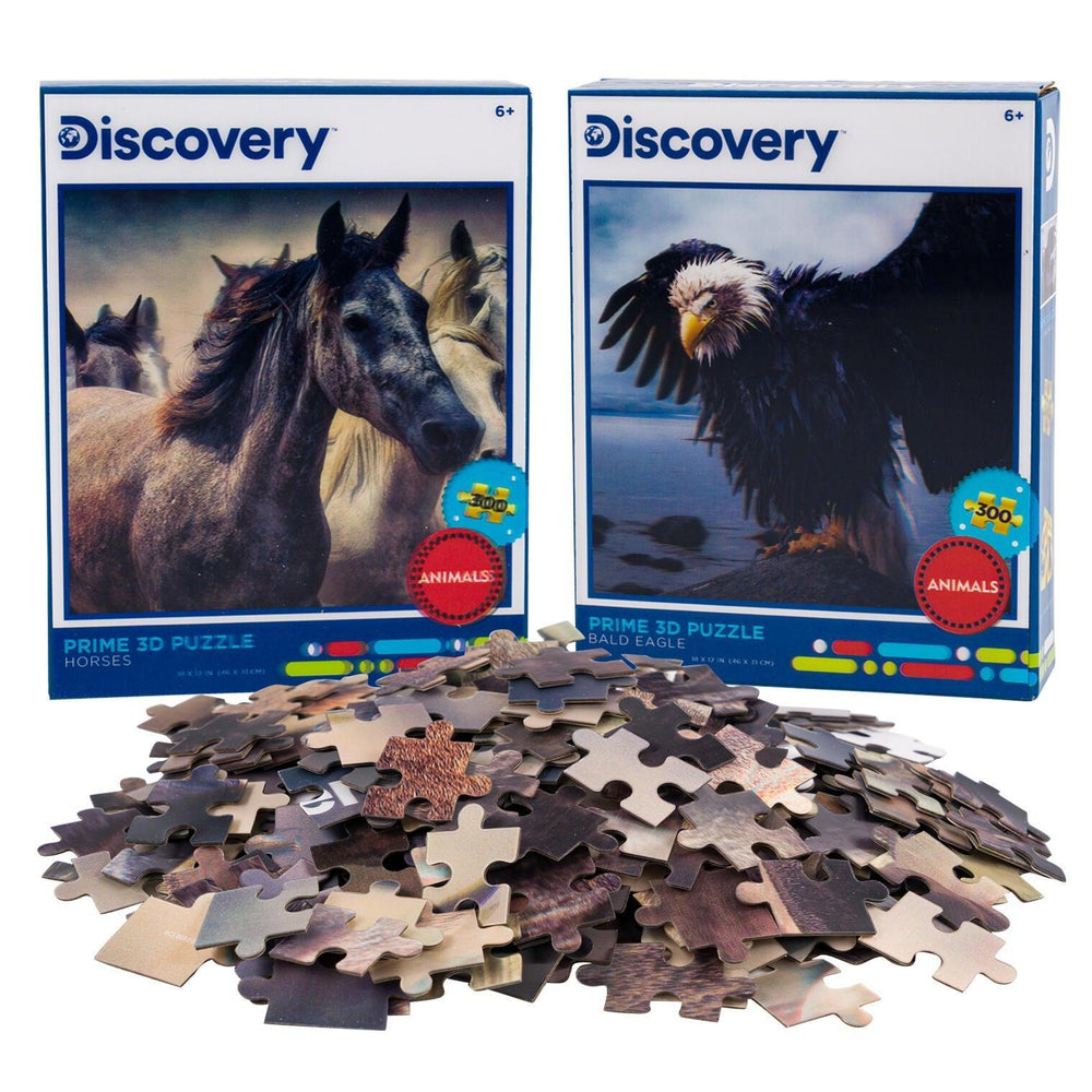 Horses & Bald Eagle Set of 2 300 Piece Lenticular Jigsaw Puzzles Prime 3D (ONLINE ORDER ONLY)