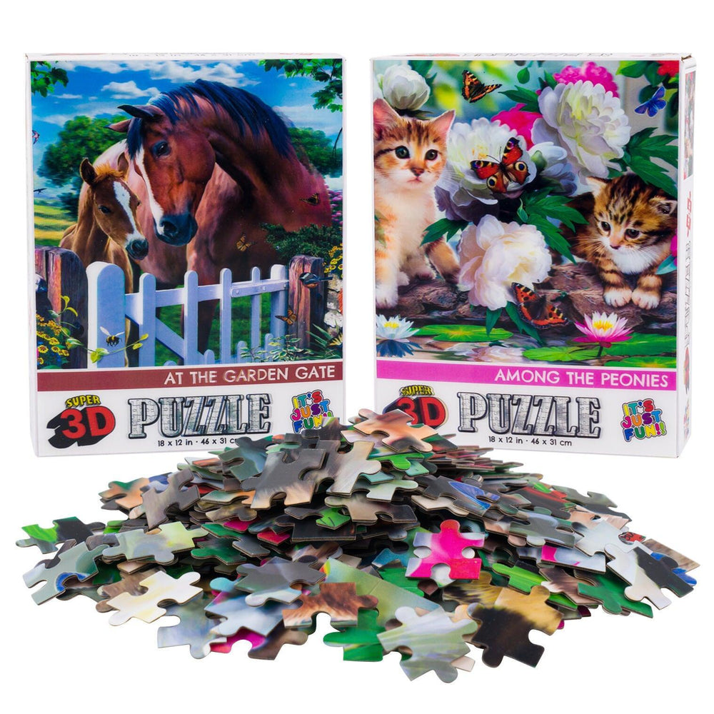 Horses & Kittens Set of 2 300 Piece Lenticular Jigsaw Puzzles Prime 3D (ONLINE ORDER ONLY)