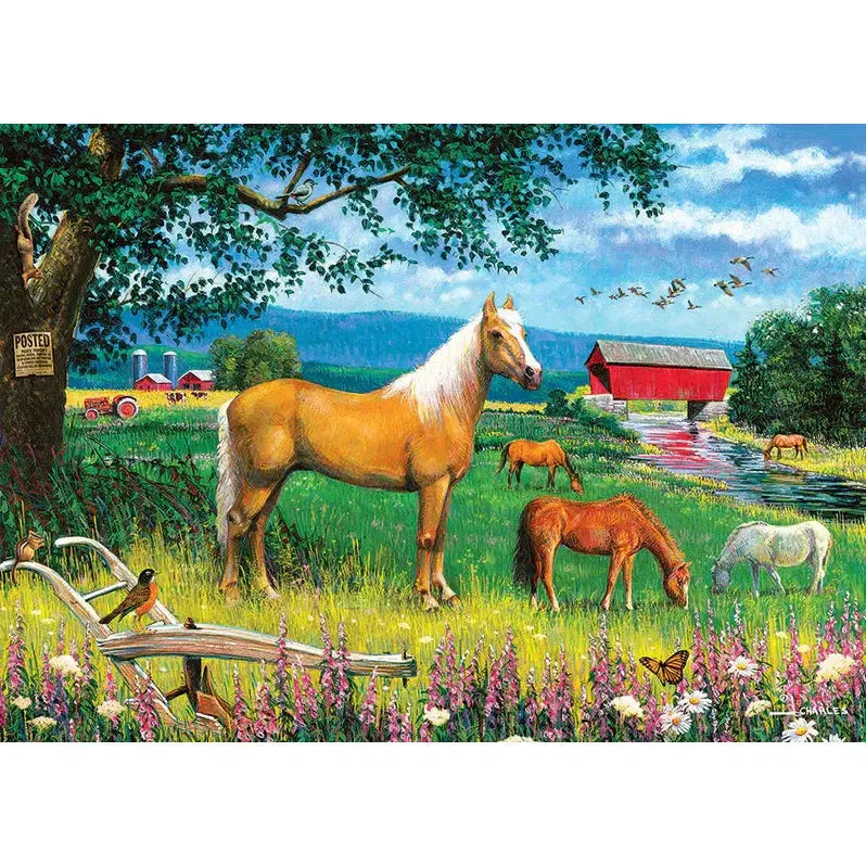 Horses in the Field 35 Piece Tray Jigsaw Puzzle Cobble Hill (ONLINE ORDER ONLY)