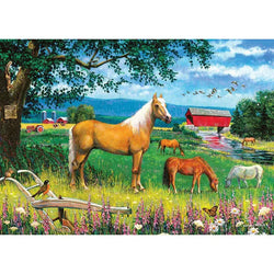 Horses in the Field 35 Piece Tray Jigsaw Puzzle Cobble Hill (ONLINE ORDER ONLY)