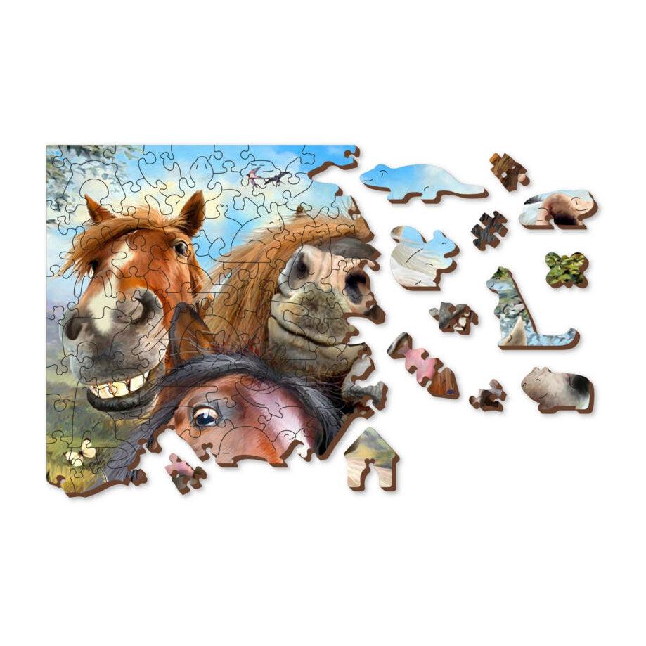 Horsing Around 300 Piece Wood Jigsaw Puzzle Wooden City (ONLINE ORDER ONLY)