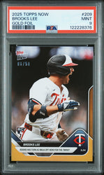 Graded 2025 Topps Now Brooks Lee #209 Gold Foil /50 Rookie RC Baseball Card PSA 9 Mint (ONLINE ORDER ONLY)