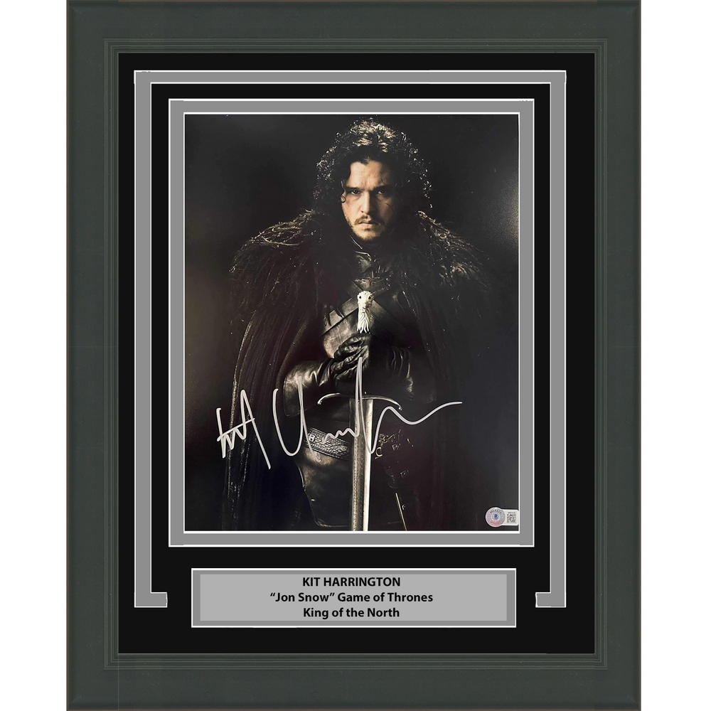 Framed Autographed/Signed Kit Harington Jon Snow Game of Thrones Longclaw 11x14 Photo Beckett BAS COA #2