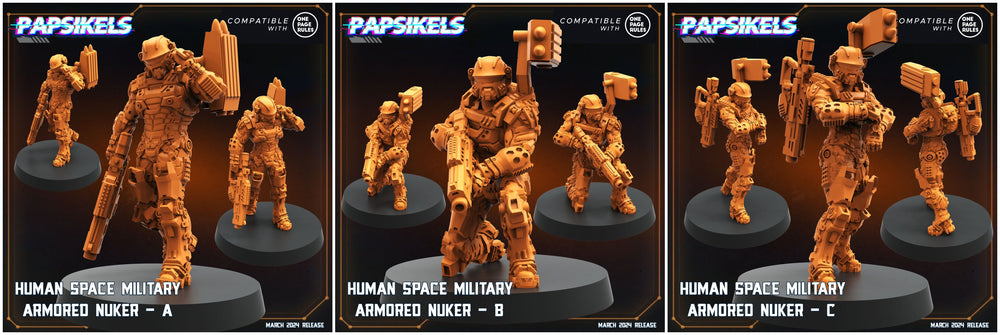 3D Printed Papsikels Human Space Military Armored Nuker Set 28mm 32mm (Online Only)