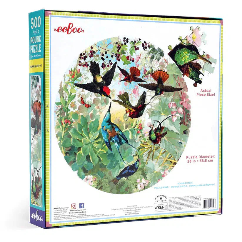 Hummingbirds 500 Piece Round Jigsaw Puzzle eeBoo (ONLINE ORDER ONLY)