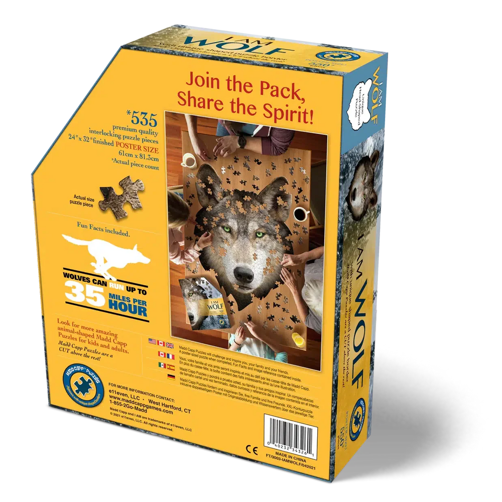 I Am Blue Wolf 550 Piece Head Shaped Jigsaw Puzzle Madd Capp (ONLINE ORDER ONLY)