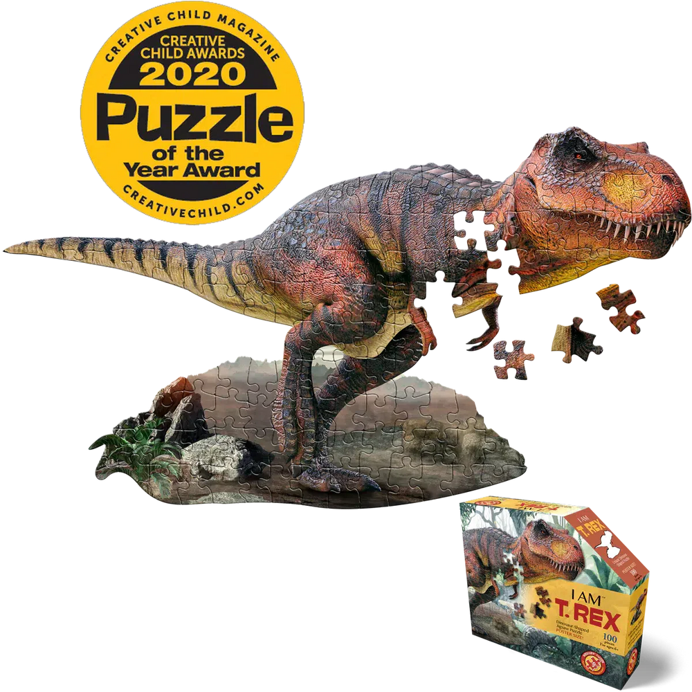 I Am T. Rex 100 Piece Dinosaur Shaped Jigsaw Puzzle Madd Capp (ONLINE ORDER ONLY)