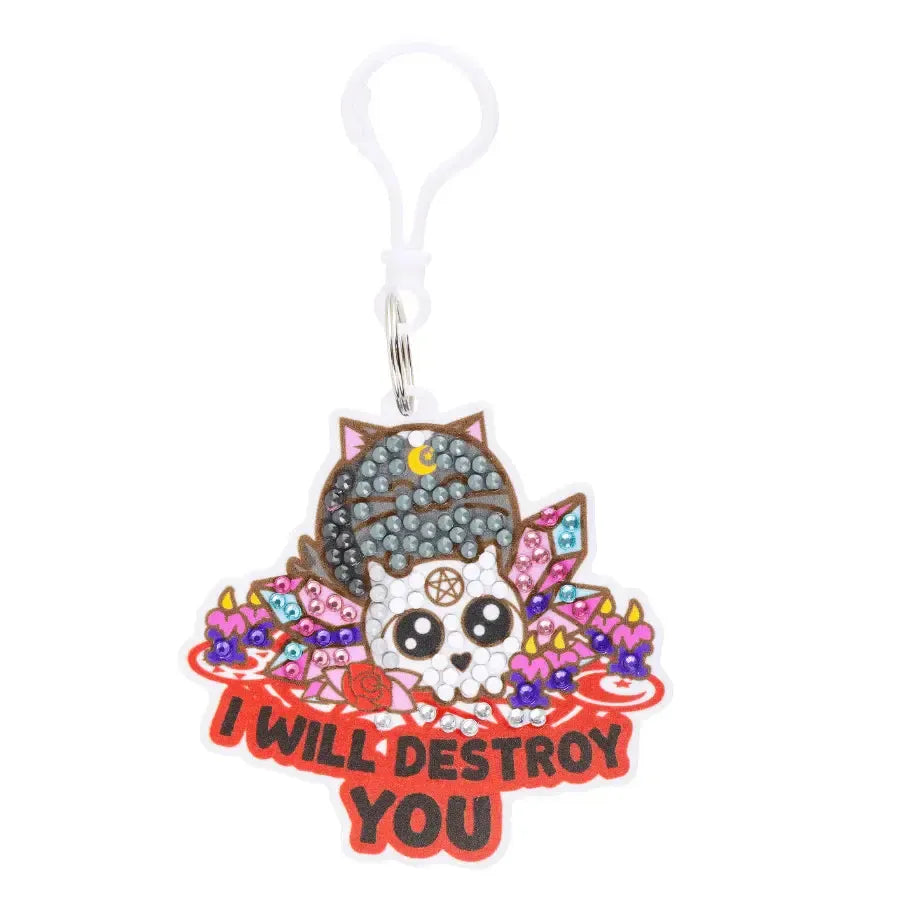 I Will Destroy You Pixel Crystal Art Fuzz Balls Bag Charm Kit Craft Buddy