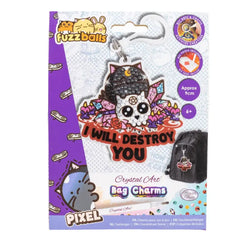 I Will Destroy You Pixel Crystal Art Fuzz Balls Bag Charm Kit Craft Buddy