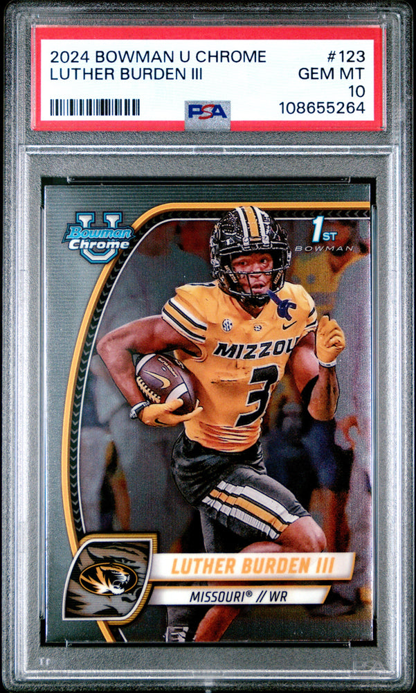 Graded 2024 Topps Bowman U Chrome Luther Burden III #123 Rookie RC Football Card PSA 10 Gem Mint (ONLINE ORDER ONLY)
