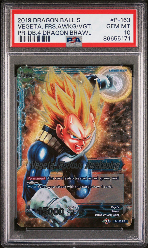2019 DRAGON BALL SUPER 4 DRAGON BRAWL VEGETA, FRS AWAKENING #P-163 - PSA 10 (Online Order Only)