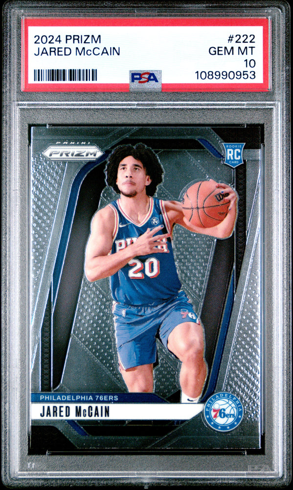 Graded 2024 Panini Prizm Jared McCain #222 Rookie RC Basketball Card PSA 10 Gem Mint (ONLINE ORDER ONLY)