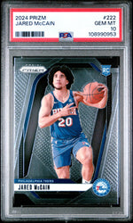Graded 2024 Panini Prizm Jared McCain #222 Rookie RC Basketball Card PSA 10 Gem Mint (ONLINE ORDER ONLY)
