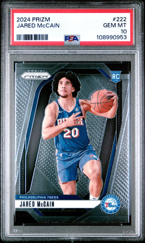 Graded 2024 Panini Prizm Jared McCain #222 Rookie RC Basketball Card PSA 10 Gem Mint (ONLINE ORDER ONLY)