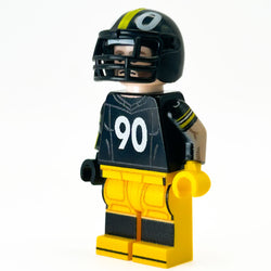 #90 LB Pittsburgh Football Player Minifig made using LEGO parts - B3 Customs (Online Order Only)