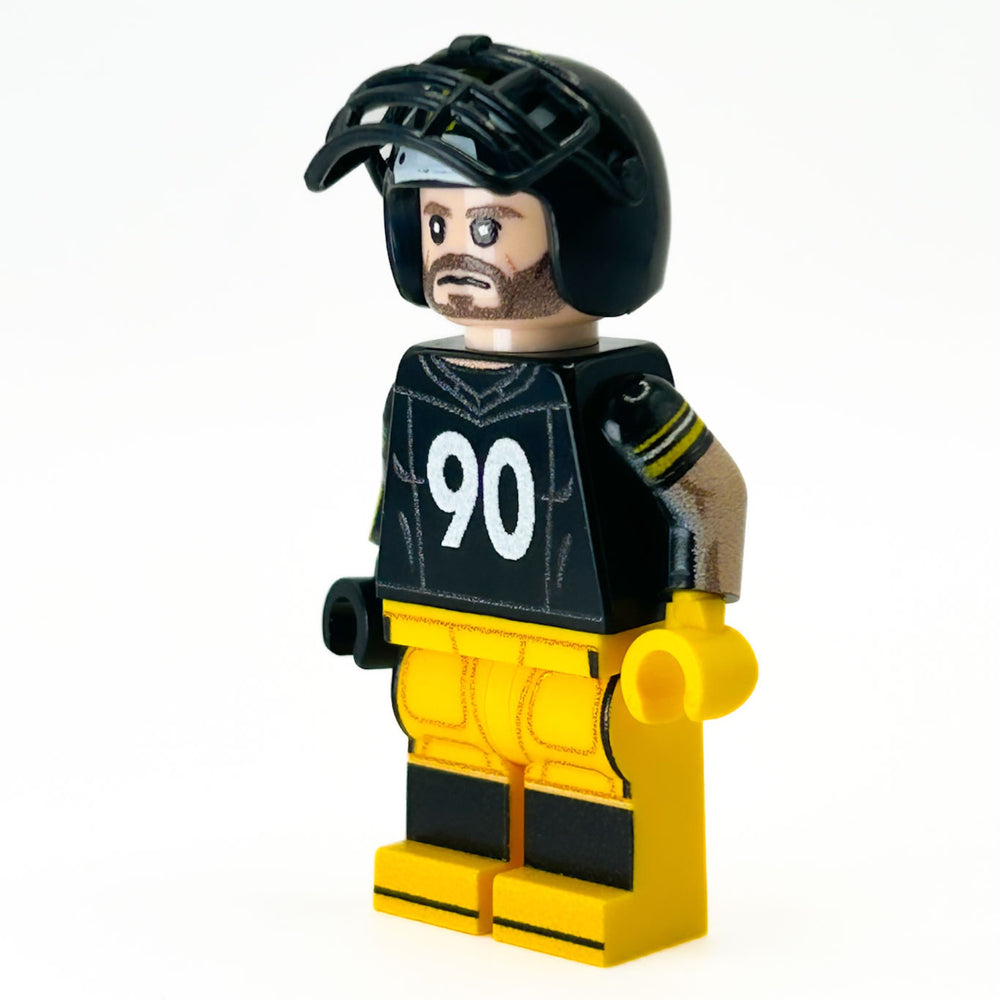 #90 LB Pittsburgh Football Player Minifig made using LEGO parts - B3 Customs (Online Order Only)
