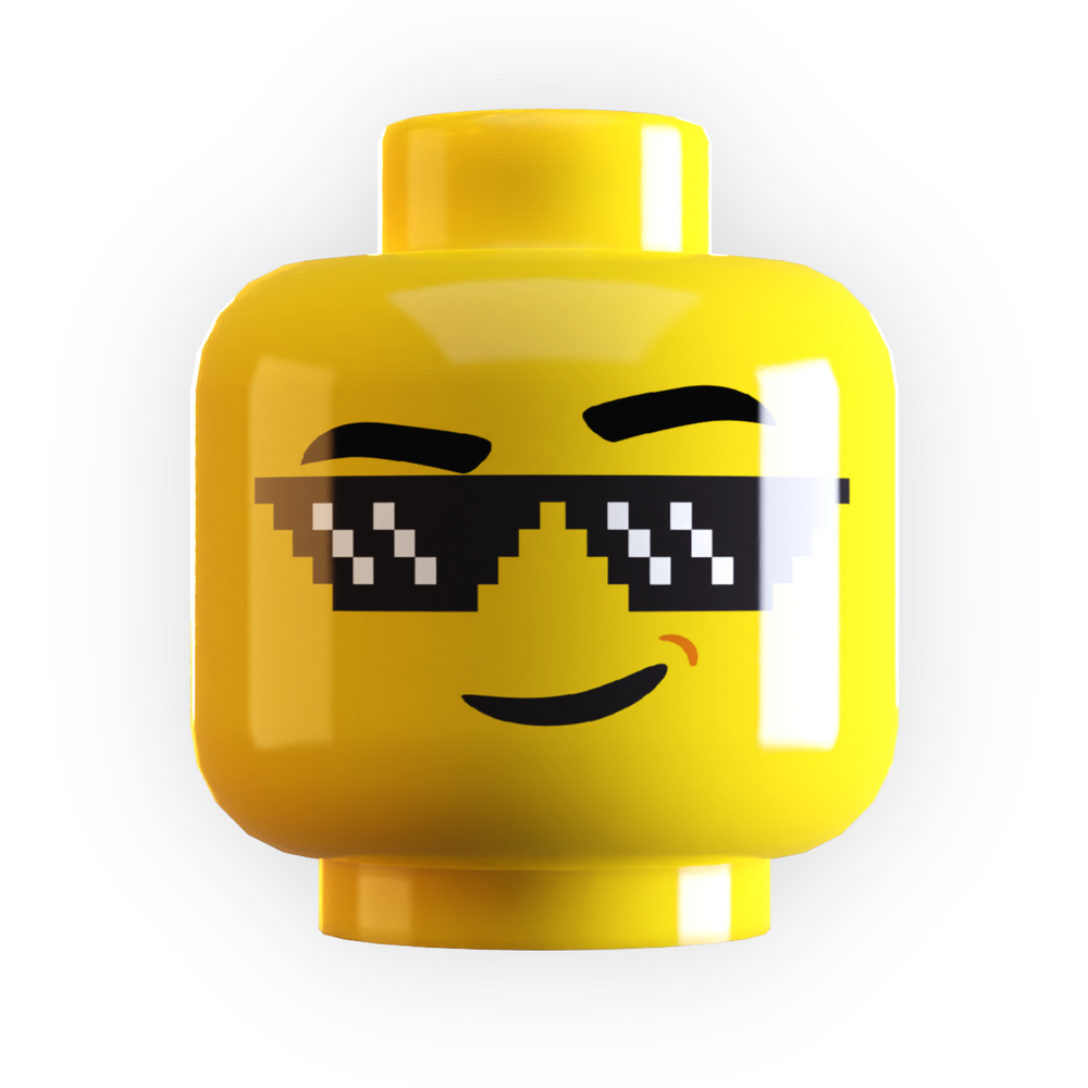 Deal w/ It Pixelated Sunglasses on Minifig Head made using LEGO part (Online Order Only)