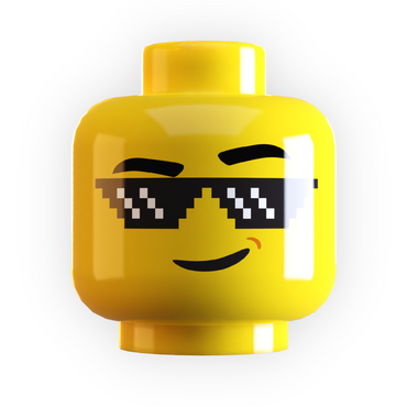 Deal w/ It Pixelated Sunglasses on Minifig Head made using LEGO part (Online Order Only)