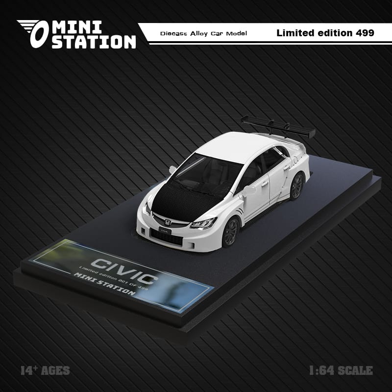 Mini Station Honda Civic FD2 White Widebody 1:64 (ONLINE ORDER ONLY)