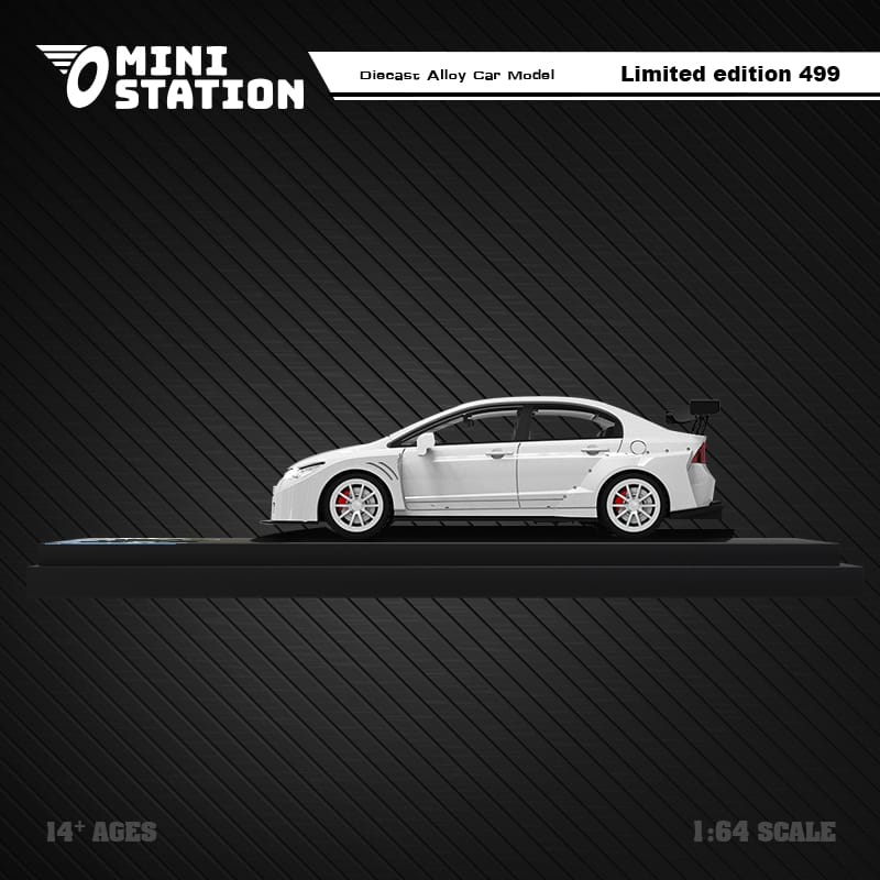 Mini Station Honda Civic FD2 White Widebody 1:64 (ONLINE ORDER ONLY)