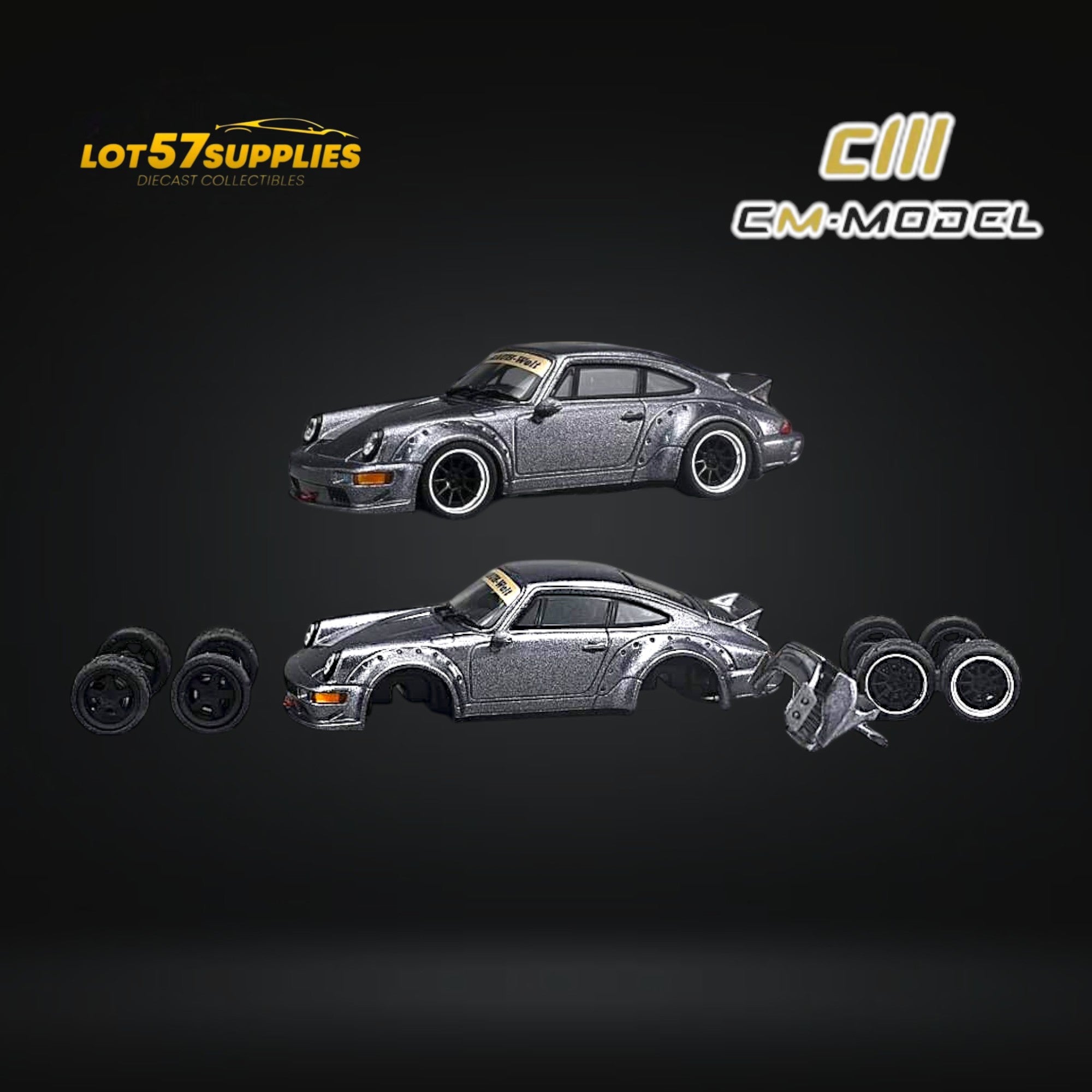 CM Model Porsche 964 Widebody Metallic Gray 1:64 (ONLINE ORDER ONLY)
