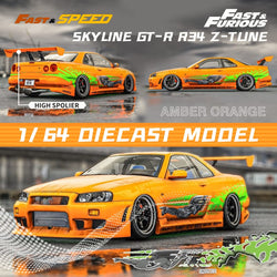 Fast Speed Nissan Skyline GT-R R34 Z-Tune HighWing Edition FNS Livery Amber Orange 1:64 (ONLINE ORDER ONLY)