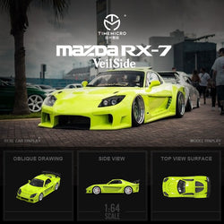 TimeMicro Mazda RX-7 VeilSide BLACK / GREEN / WHITE 1:64 (ONLINE ORDER ONLY)