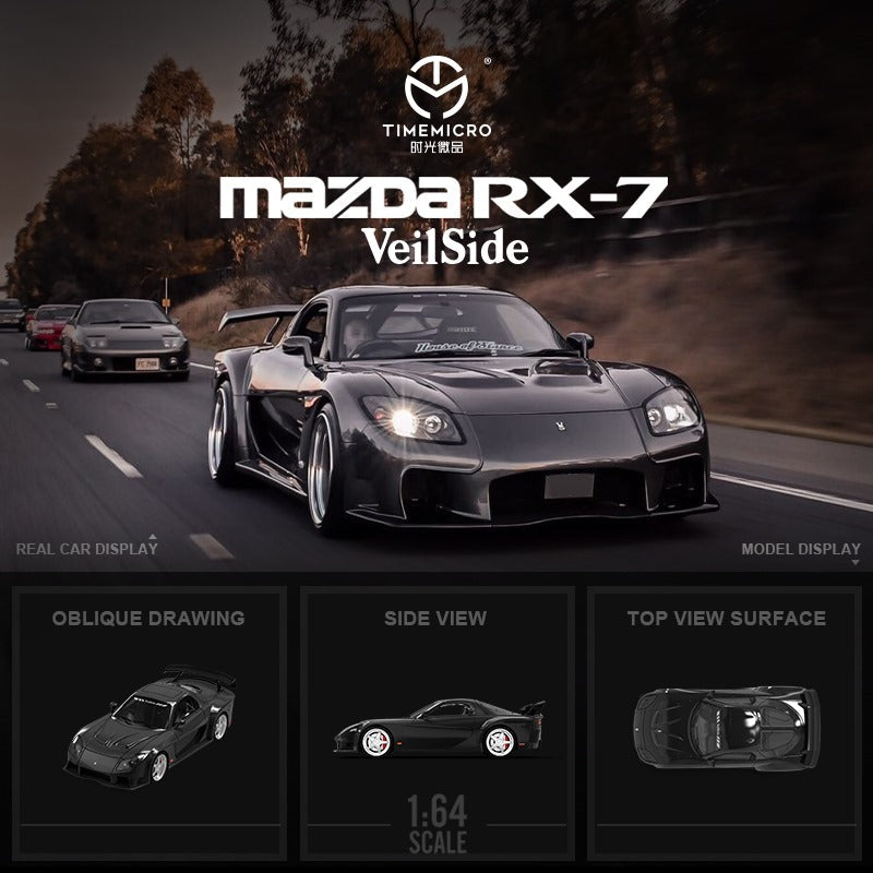 TimeMicro Mazda RX-7 VeilSide BLACK / GREEN / WHITE 1:64 (ONLINE ORDER ONLY)