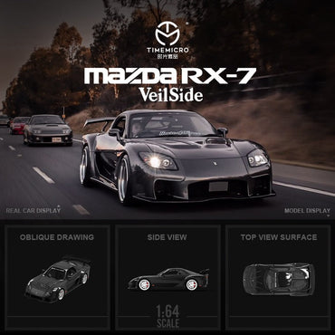 TimeMicro Mazda RX-7 VeilSide BLACK / GREEN / WHITE 1:64 (ONLINE ORDER ONLY)