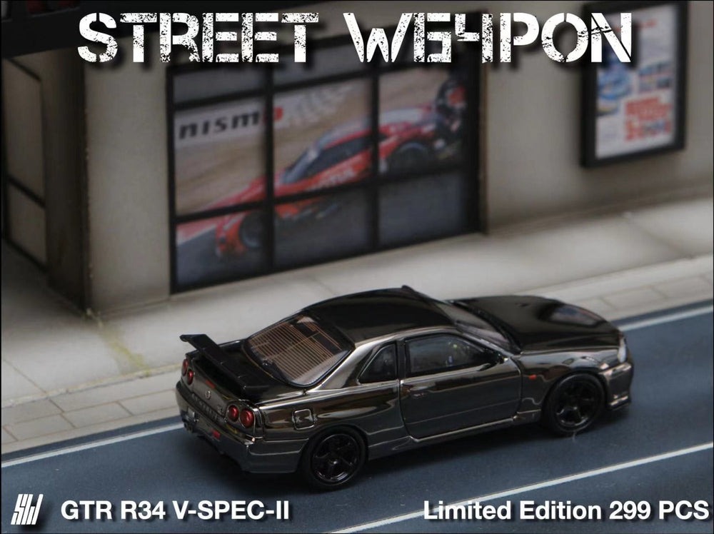 Street Weapon Skyline GTR R34 V-SPEC-II Chrome Plated Limited to 599 Pcs 1:64 (ONLINE ORDER ONLY)