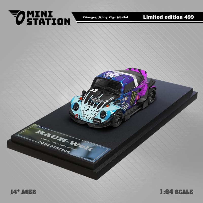 Mini Station Volkswagen Beetle Targa RWB in Pink Flower Livery 1:64 (ONLINE ORDER ONLY)