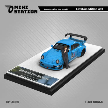 Mini Station Porsche 911 964 RWB HIDEYOSHI blue Figure Version 1:64 (ONLINE ORDER ONLY)
